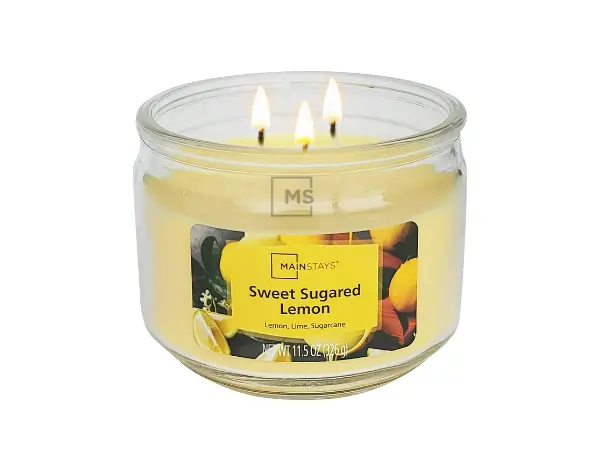 Mainstays 3-Wick Glass Jar Candle, Sweet Sugared Lemon, Yellow Phone View