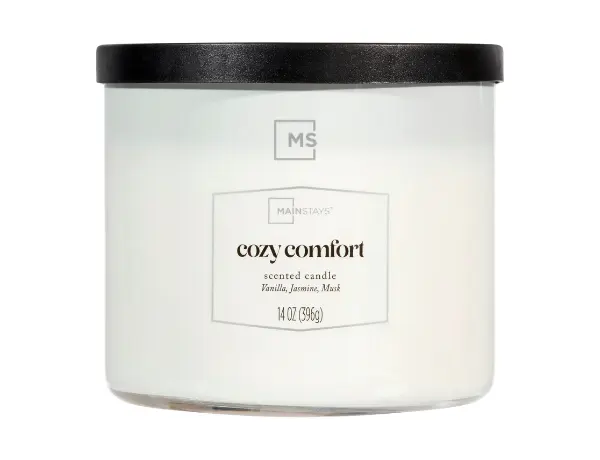 Mainstays 3-Wick Textured Wrapped Cozy Comfort Scented Candle Phone view