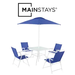 Mainstays Albany Lane 6-Piece Outdoor Patio Dining Set, Blue