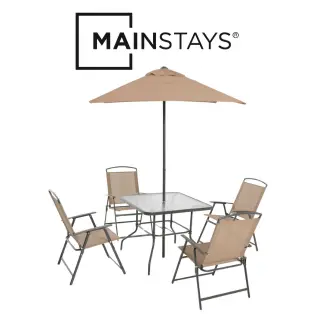 Mainstays Albany Lane 6-Piece Outdoor Patio Dining Set, Tan