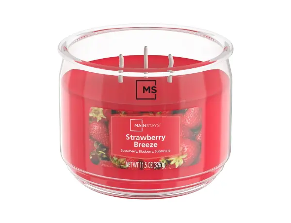 Mainstays Strawberry Breeze Scented 3-Wick Glass Jar Candle Phone view